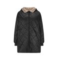 thumbnail image 4 of Womens Sherpa Fleece Lined Jacket Trendy Quilted Zip Up Hooded Winter Warm Parka Coat Outwear with Pockets, 4 of 8