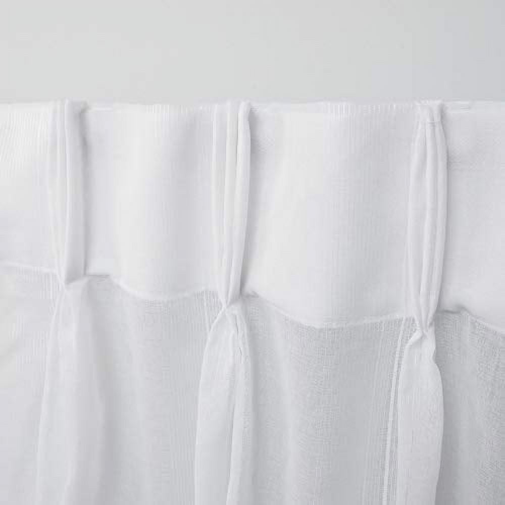 Exclusive Home Penny Sheer Embellished Stripe Grommet Top Curtain Panel Pair, 108" Length, Winter White