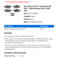 thumbnail image 2 of Rear Brake Pad Set - Compatible with 2003 - 2006 Mercedes-Benz CL500 Base 2004 2005, 2 of 2