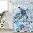 thumbnail image 2 of Small Stall Shower Curtain 36x72 Inch Narrow Half Size Coastal Turtle Bath Curtains Bathroom Decor Blue Nautical Starfish Coral Jellyfish Waterproof Fabric Shower Curtain Set with Hooks 36 Inch, 2 of 6