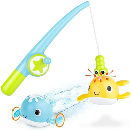 Bath Toys Magnetic Fishing Game Clockwork Swimming Whale Water