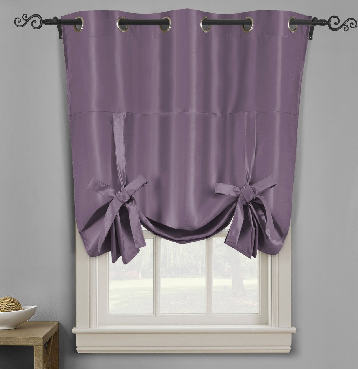 Soho Triple Pass Thermal Insulated Blackout Curtain Top Grommet Tie Up Shade For Small Window 42 W X 63 L Gray