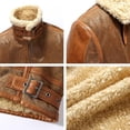 thumbnail image 6 of FLAVOR Mens Leather Bomber Jacket Warm Piolt Winter Shearling Jackets Aviator Coat (Medium, Brown), 6 of 7