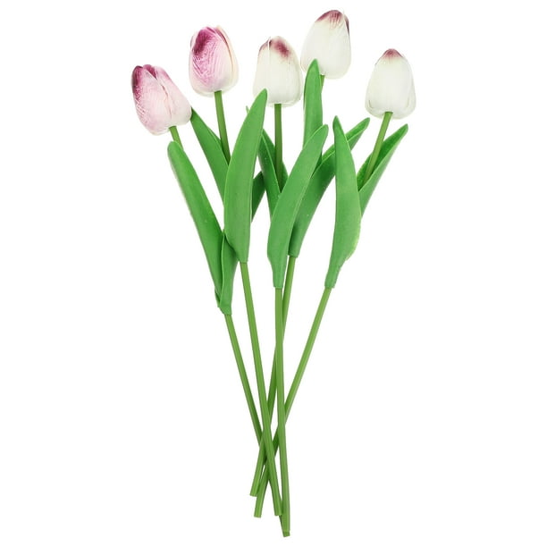 GOOHOCHY 5 UNIDS Flores artificiales de tulipán Flower Flower para la decoración del escritorio del hogar de la fiesta de boda