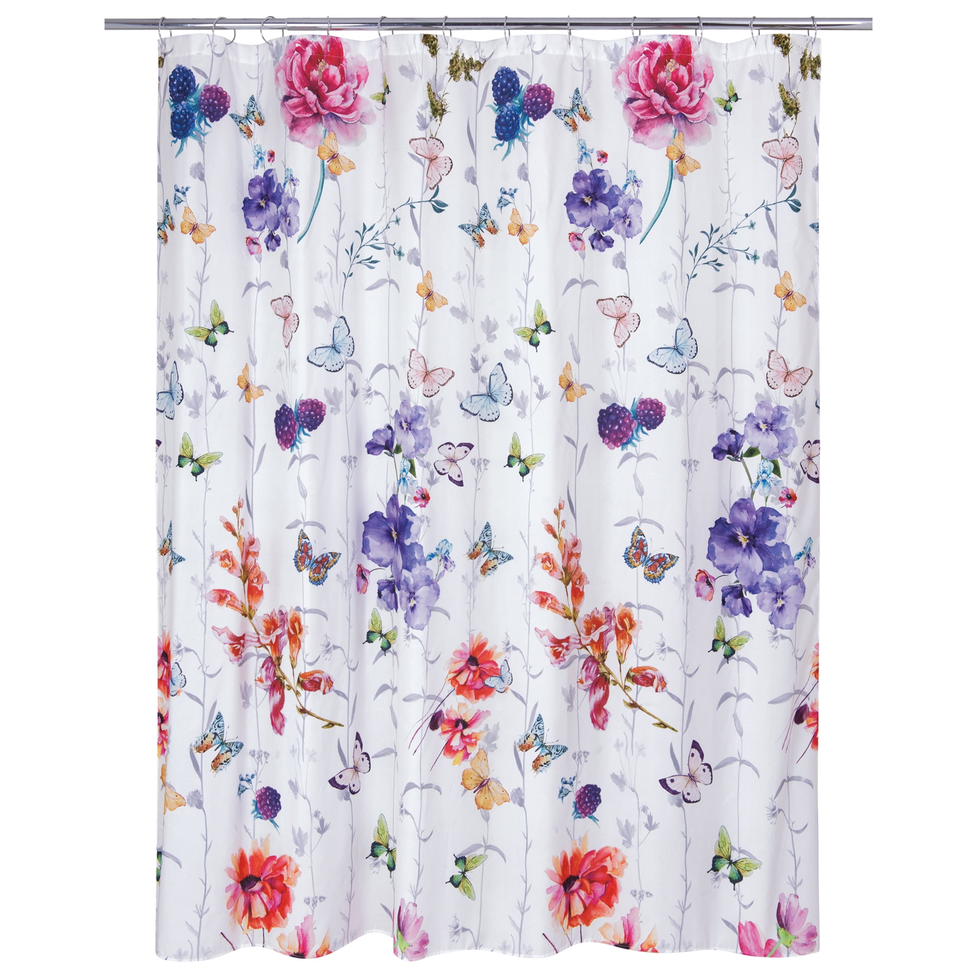 Garden Fall Floral Polyester Printed Fabric Shower Curtain ...