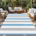 thumbnail image 2 of Blue Grey Striped Outdoor Rug 3x5 Ft - Reversible Patio Rug Outdoor Camping Rugs, Geometric Vertical Stripes Minimalist Indoor Outdoor Area Rugs, Non-Slip Outdoor Carpet Runner for Deck/Porch, 2 of 8