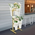 thumbnail image 6 of YIYIBYUS Flower Display Stand with Wheels, 2 Layers Plant Cart with 6PCS Buckets, Heavy Duty Moving Flower Rack for Indoor, Outdoor Patio Garden, Living Room, Florist (White Buckets), 6 of 7