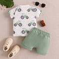 thumbnail image 4 of Conairie Outfit Set Two Piece For Boys Cartoon Print Regular Fit Short Sleeve Shirt And Shorts Breathable Classic Basic Clothes Set with pocket Green 12-18 M, 4 of 6