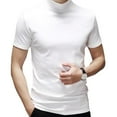 thumbnail image 2 of Zaldita Mens Short Sleeve Basic Tops Mock Turtleneck Casual Pullover T-Shirt Slim Fit Solid Undershirt White L, 2 of 7