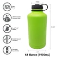 thumbnail image 2 of 64 oz Double Wall 18/8 Pro-Grade Stainless Vacuum Sealed Big Mouth Water Bottle with Leak-Proof Black Stay-On Cap | Great For Alkaline Water Storage - Light Green, 2 of 8