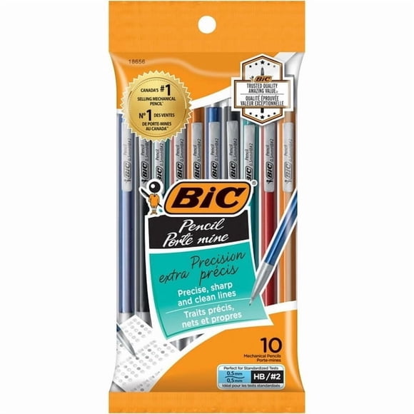 BIC Extra-Precision Mechanical Pencil, Metallic Barrel, Fine Point (0.5mm), 10-Count, Precise Lines for Neat Penmanship