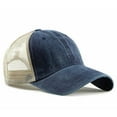 thumbnail image 2 of (53-57cm)Unisex Trucker Adjustable Snapback Baseball Cap, Split Vintage Washed Distressed Baseball Cap Adjustable Dad Hat（Blue), 2 of 3