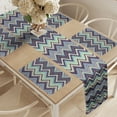 thumbnail image 2 of Ambesonne Ikat Table Runner & Placemats, Chevron Tile, Placemat 4 pcs + Runner 16"x72", Pale Blue Purple, 2 of 2