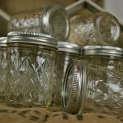 Quilted Crystal Jelly Mason Jar with Lid 8 oz 12 Pack