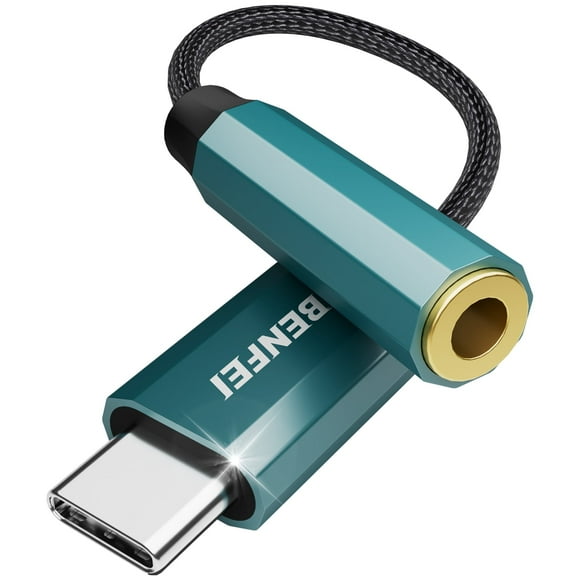 BENFEI USB C to Audio Jack Adapter with DAC chipset, USB-C to 3.5mm Female Headphone,Blue