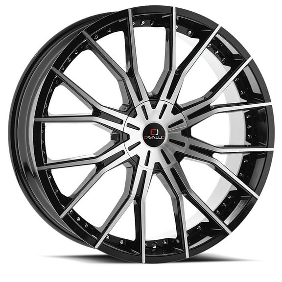 CAVALLO CLV-36 26X9.5 6X135 25ET 87.1CB GLOSS BLACK & MACHINED WHEEL