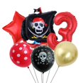 thumbnail image 1 of Globos de papel de aluminio con temática pirata para niños, suministros de decoración para fiesta de cumpleaños, Halloween, Baby Shower, color rojo y negro, 6 piezas, 1 of 4