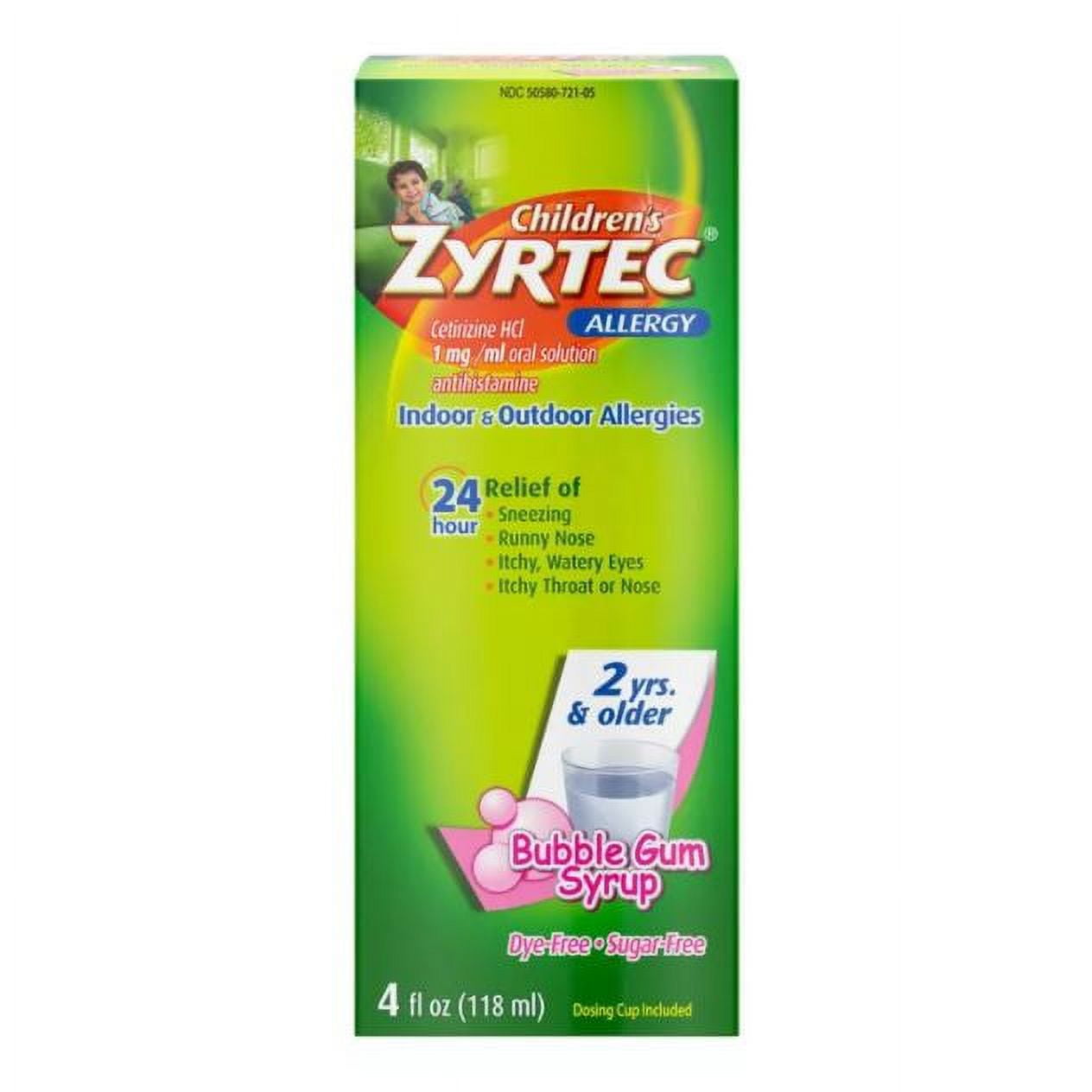 Zyrtec Children's Allergy Bubble Gum Syrup 4 oz (Pack of 6)