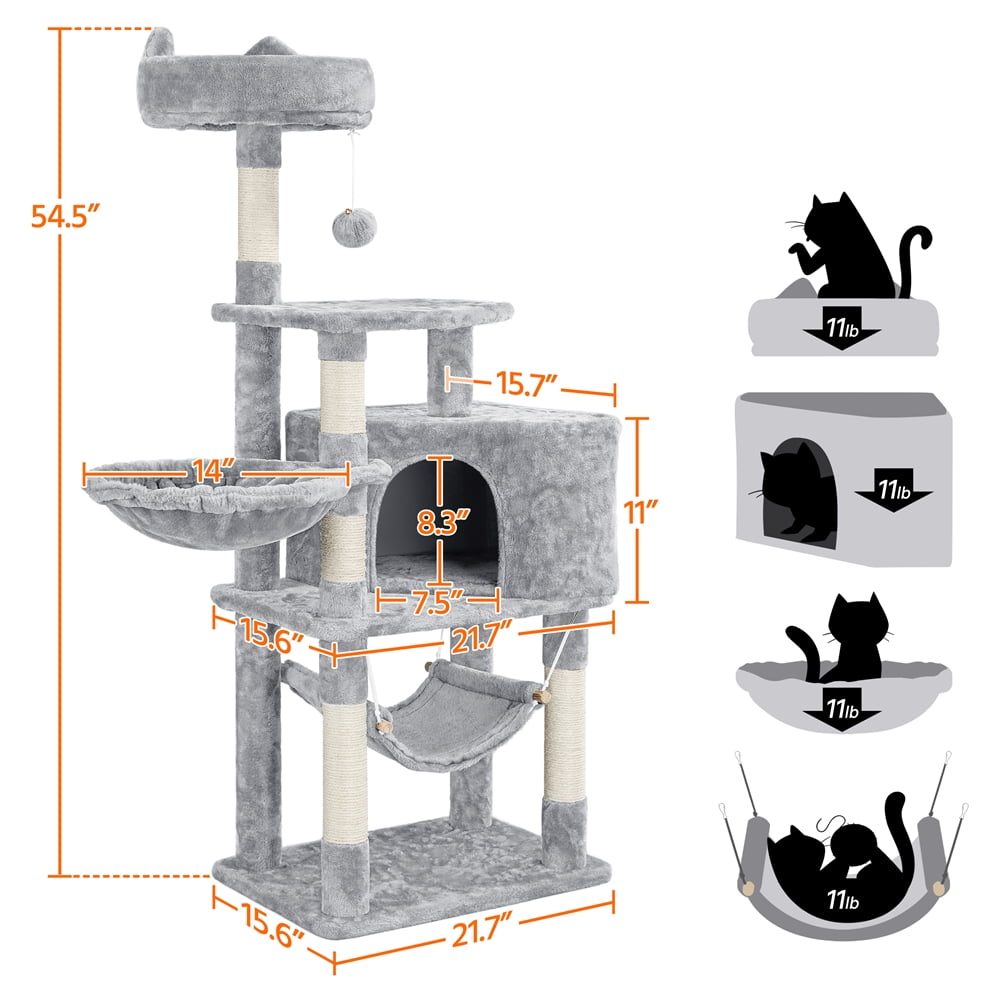 Renwick 55" Cat Tree Tower for Small Medium Cats, Light Gray