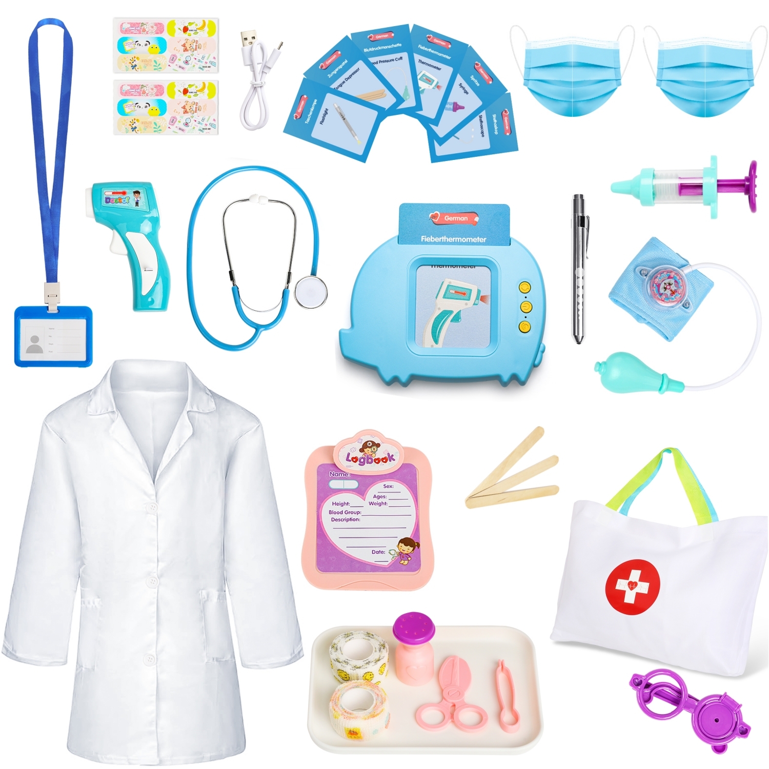 Freecat 39-Piece Doctor Kit for Kids with White Coat photo 5