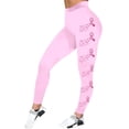 thumbnail image 5 of Leggings For Women Pink Ribbon Butterfly Print Breast Cancer Awareness 4-Way Stretch Casual Tummy Control Leggings, 5 of 5