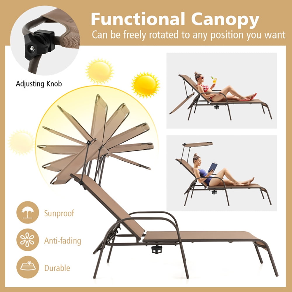 Aimee Lii Patio Heavy-Duty 5-Level Adjustable Chaise Lounge Chair, Patio Loungers, Brown Aimee Lii Patio Heavy-Duty 5-Level Adjustable Chaise Lounge Chair, Patio Loungers, Brown