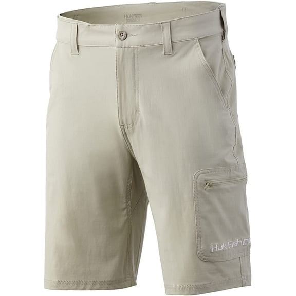 Huk Men's Next Level Khaki Medium 10.5" Performance Fishing Shorts
