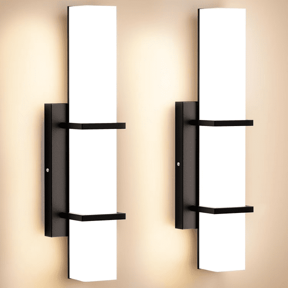 2-Pack Modern LED Wall Sconce Light Fixture, 17.6 in. Dimmable Gold Hardwired Bathroom Vanity Lights (Set of 2), Up/Down Acrylic Wall Lighting for Mirror, Hallway, Living Room Accent Decor