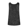 thumbnail image 6 of ZQGJB Plus Size Womens Summer Fashion Sequin Tops Loose Fit Casual Scoop Neck Sequin Sparkle Shimmer Sleeveless Tanks Tops Blouses Black XXXXXL, 6 of 6