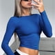 thumbnail image 5 of Camiseta de color puro NikouMX Top ajustado con cuello redondo manga larga S M L, 5 of 6