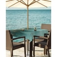 thumbnail image 3 of nqOlkjepod Modern Turquoise Gold Outdoor Tablecloth with Umbrella Hole & Zipper, Abstract Teal Minimalist Art Square Table Cover 60x60 Inch, Dining Waterproof Table Cloth Protector for Patio/Party, 3 of 7