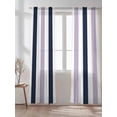 thumbnail image 2 of Sheer Curtains 84 Inches Long 2 Panels Set for Living Room, Purple Navy Blue Striped Semi Sheer Curtains for Windows, Farmhouse Stripe Art Voile Window Treatments Rod Pocket Curtain, 2 of 7