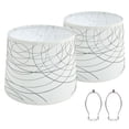thumbnail image 1 of White Lampshades Set of 2 for Table Floor Lamp, Lampshades with with Line Design, 12.7" Top x 12.7" Bottom x 10" High, Natural Linen Hand Crafted, Lamp Shade Harp Holder Included, 1 of 8