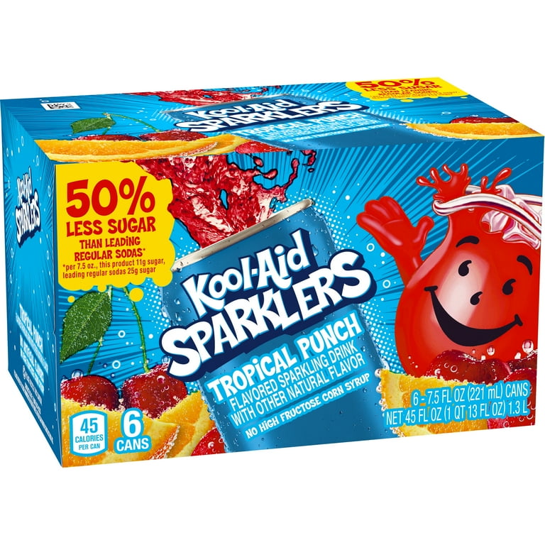 Kool-Aid Sparklers Tropical Punch Soda, 6 ct - 7.5 fl oz Cans