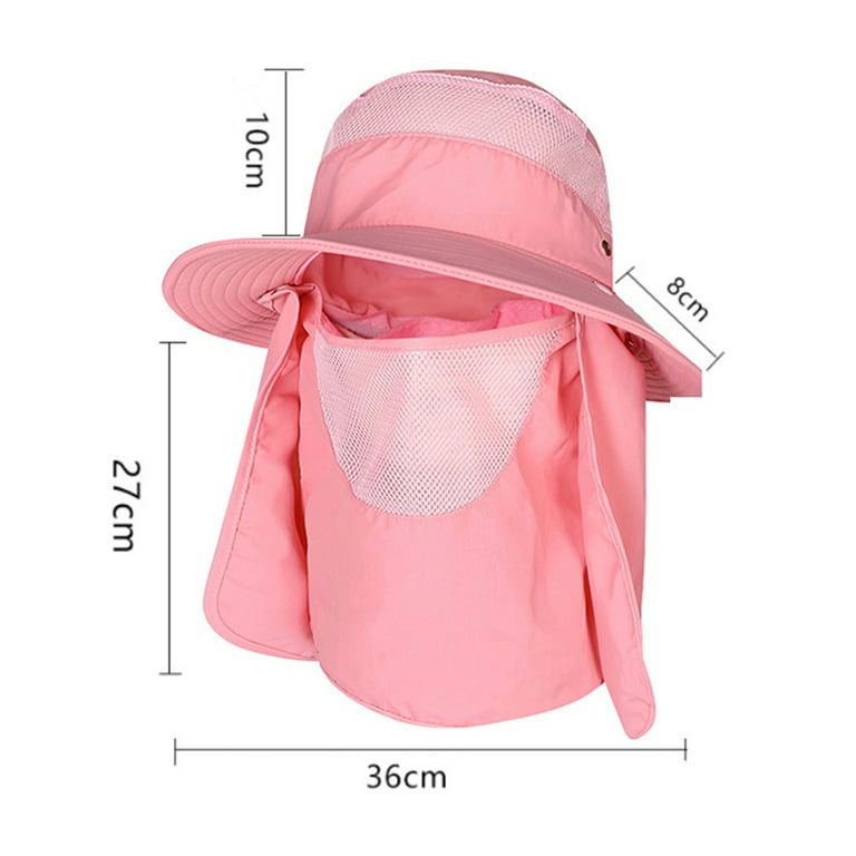 Men's Wide Brim Fishing Hat Outdoor UPF 56+ Sun Protection Removable Face  and Neck Flap,Pink，G191640