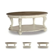 Signature Design by Ashley Realyn White and Brown Farmhouse Style Coffee Table with Storage Shelf