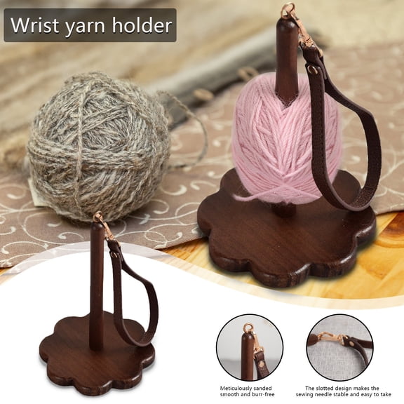 Wrist Yarn Holder - Portable Wooden Yarn Organizer With Leather Wristband And Adjustable Shoulder Strap - Comfortable Pressure Relief For Long Hours Knitting And Crocheting