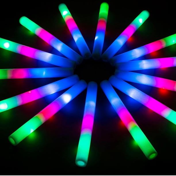 19 Pulgadas Palos de Espuma Gigantes para Fiesta de Festival, 20PCS, 3 Modos de Cambio de Color, Palos de Espuma Led, Bastones de luz LED para Fiesta, Navidad, Boda, Cumpleaños, Conciertos