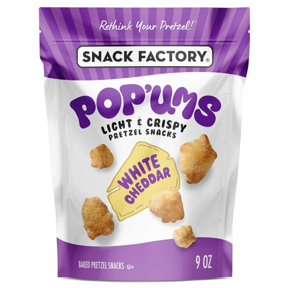 Snack Factory Pop'ums White Cheddar Pretzel Snacks, 9 oz Bag - 4 Pack