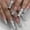 pattern6, variant on Long Square Press-On Nails Set, Nude Pink to Navy Ombre with Gold Accents and Star Design, 3D Style French Fake Nails, Glossy Glue on Nails for Women, 24 Pieces