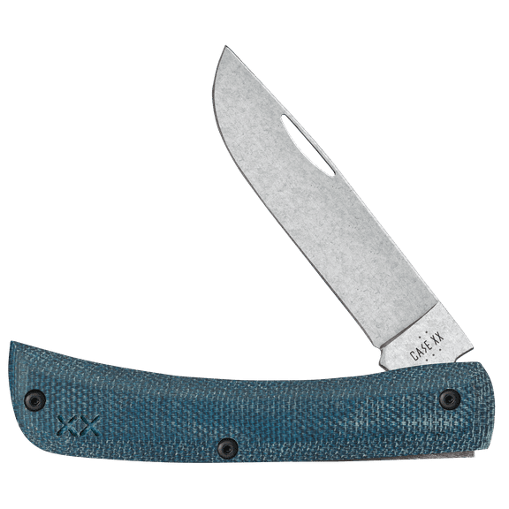 Case XX Knives Sod Buster Jr Blue Denim Micarta and White G10 Laminate S35VN Stainless Pocket Knife