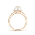 thumbnail image 2 of ANGARA Freshwater Cultured Pearl Halo Ring with Diamonds in 14K Rose Gold for Women | June Birthstone, Birthday, Anniversary, Jewelry Gift for Women | Pearl Ring, 2 of 7
