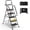 Black, variant on BONTEC 3-Step Ladder, Folding Step Stool, 600lbs Max Load Capacity, Sturdy Steel, Non-Slip Pedals, Lightweight, Portable Steel Ladder with Convenient Handrail, Safety Design for Home & Work, Black