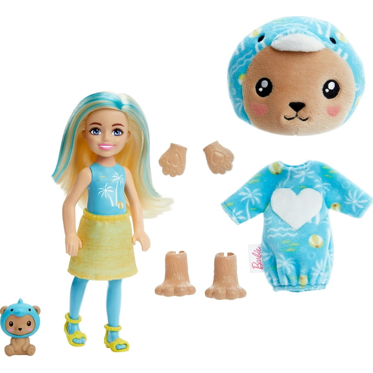 Barbie Cutie Reveal Costume-Themed Series Chelsea Small Doll & Accessories,  Teddy Bear as Dolphin 