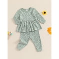 thumbnail image 3 of FEORJGP Little Girl 2Pcs Casual Outfits 12M 18M 2T 3T 4T 5T Toddler Baby Long Sleeve Sweatshirts Floral Print Pullovers Crew Neck Tops Elastic Waist Le Comfy 2Pcs Clothes Set for Spring Fall, 3 of 9