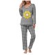 thumbnail image 2 of Puntoco Traje De Manga Larga + Pantalón Con Cuello En V Estampado Informal A La Moda Para Mujer Negro L, 2 of 6