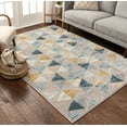 thumbnail image 2 of Well Woven Kashton Mid-Century Modern Geometric Gold Blue Grey Area Rug 5'3" x 7'3", 2 of 6