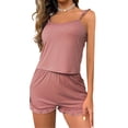 thumbnail image 1 of Mialoley Femmes 2 Pièce Ensemble de Pyjama Ensemble Cami Sans Manches Shorts Décontractés Ensembles de Vêtements de Nuit, 1 of 9