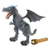 The New World Of Dinosaurs Battery Operated Remote Control Toy RC Gray Dragon w/ Lights, Sounds, Walking/Wing/Mouth Action, & Flashlight Remote Control