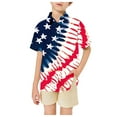 thumbnail image 4 of Baby Boy Summer Clothes Teen Kids Boys Short Sleeve Independence Day 4Th of July Flag Prints Shirts Trendy Tops Summer Tops Red 5 Years-6 Years, 4 of 4